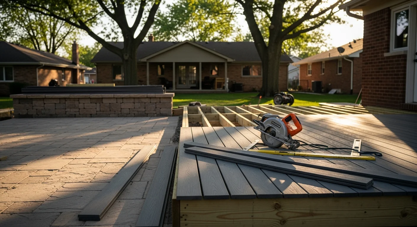 New composite deck and patio area on residential property